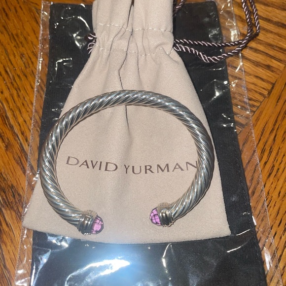 David Yurman Cable Classics Bracelet Sterling Silver w/ Amethyst 14K Yellow Gold - Picture 1 of 7